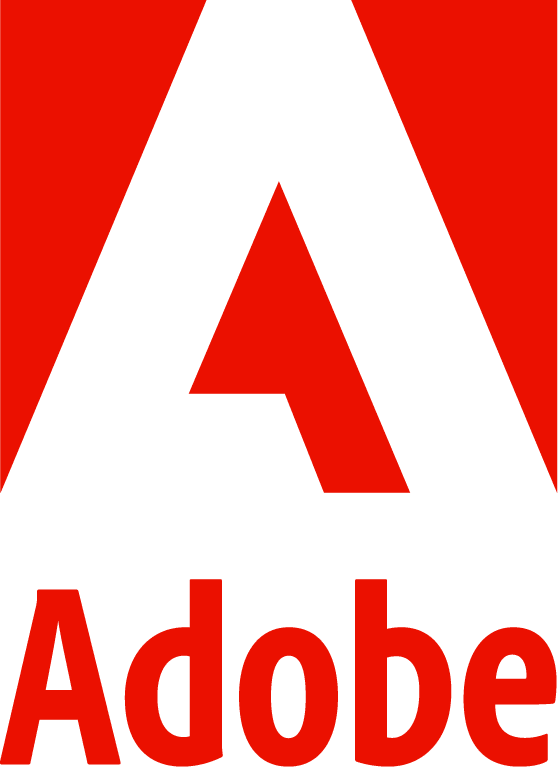 Adobe Logo - a white letter A on a red background with the word Adobe at the bottom