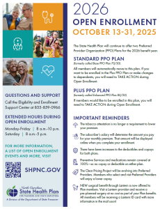 State Health Plan Open Enrollment flyer.